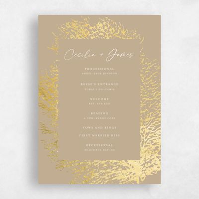 Tan, Brown Wedding Program - Santini Foil