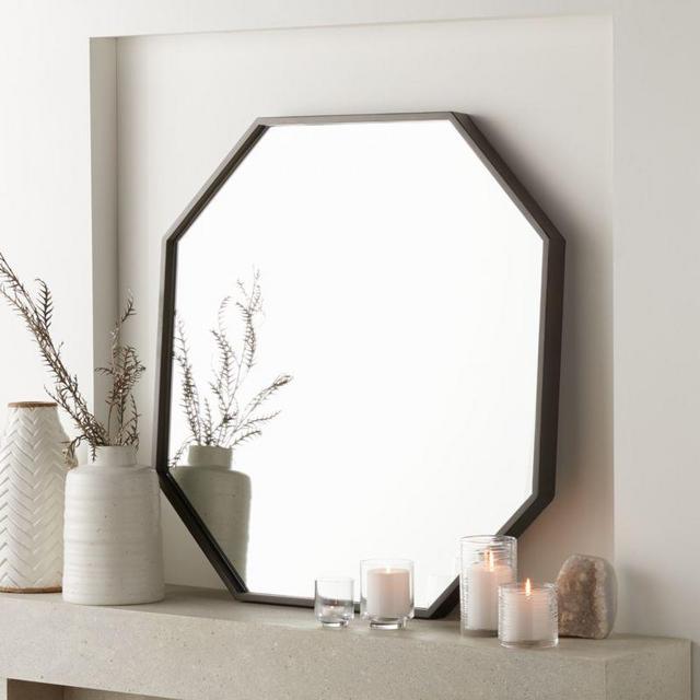 Octagon Grey Oak Wall Mirror