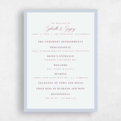 Sweet Blue Wedding Program - Laroque