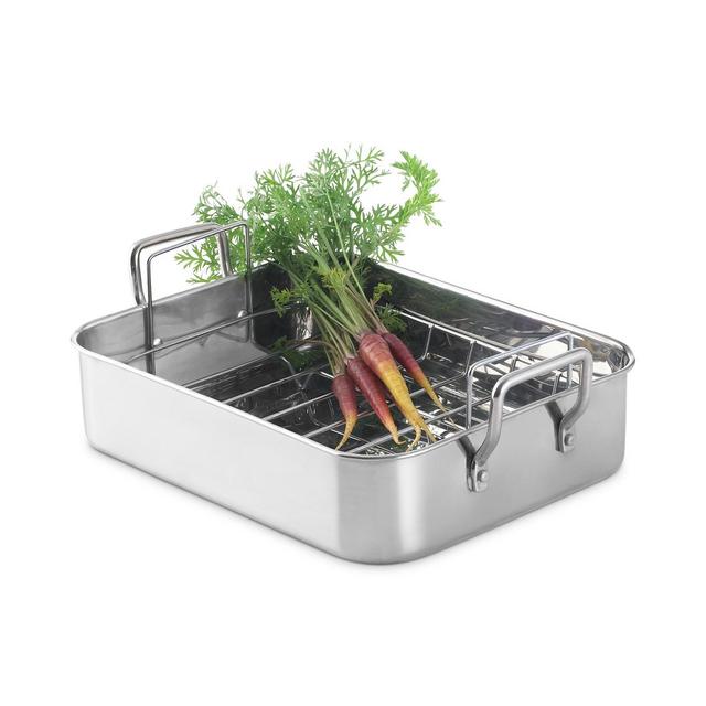 Martha Stewart Collection Open Rectangular Roaster with Stainless Steel Handles, Created for Macy's