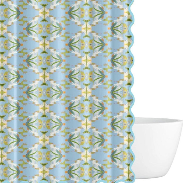 English Garden Blue Shower Curtain