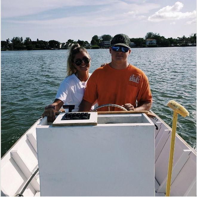 The wooden Dory boat Wes handcrafted in high school