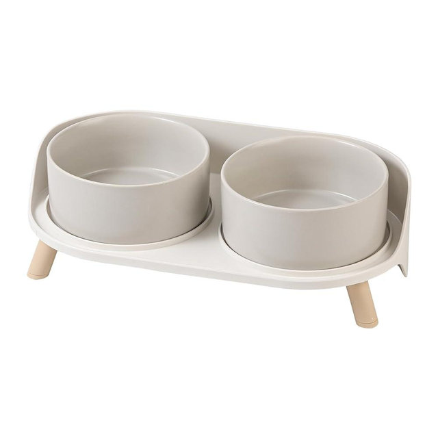 Elevated Dog Food Water Bowl - Raised Dog Bowls with Stand Non Skid - Double Dog Feeding Bowl Set with Splash Proof Guard - Ceramic Pet Dish for Small to Medium Dogs and Large Cats - 28.74 oz