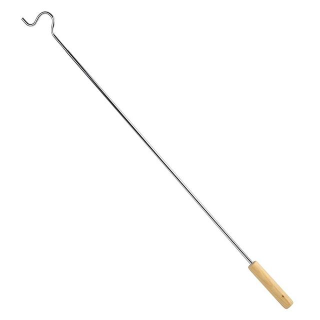 Closet Reacher Pole with Hook and Wooden Grip Handle, Heavy Duty - Adjustable 2.75 – 5 Feet, Chrome Plated Steel Clothing Hanger Shepherds Hook to Easily Reach Clothes and Closet Poles