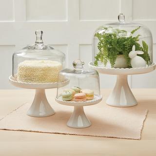 Scallop 2-Piece Pedestal & Glass Cloche Set