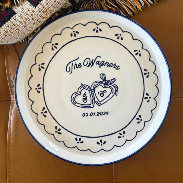 Custom Wedding Engagement Anniversary Plate, Gift for Couples, Dishwasher Safe, Microwaveable Safe