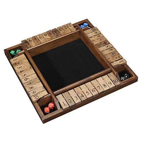 WE Games 4-Player Shut The Box - Wooden Board Game with Dice for The Classroom, Home or Pub - Large