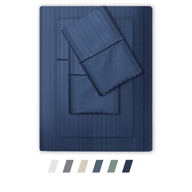Feather & Stitch 500 Thread Count Cotton Sheets 4 Piece - Dark Blue
