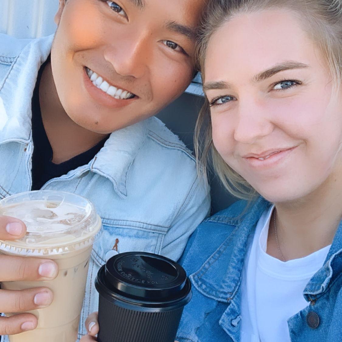 Jason surprising me with lattes