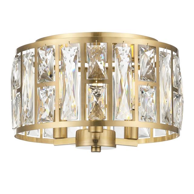 Coyilap Gold Ceiling Light Fixtures Flush Mount, Crystal Modern Ceiling Light, 12" Kitchen Light Fixtures Ceiling, XDD005-3-G