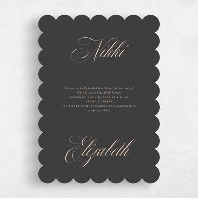 Black Scalloped Wedding Invitation - Thorn Portrait