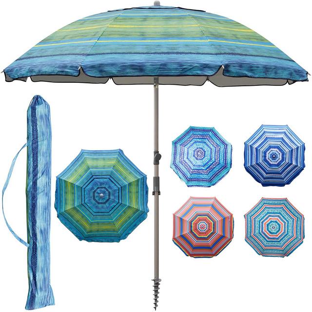 Blissun Portable Beach Umbrella with Sand Anchor, Tilt Pole, Carry Bag, Air Vent