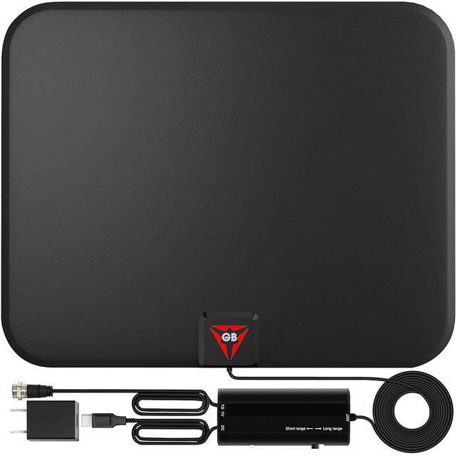 2024 Gesobyte Amplified HD Digital TV Antenna 250+ Miles Long Range Indoor Outdoor - Support 4K 8K 1080p Fire tv Stick & All TV's - Smart Switch Amplifier Signal Booster - 18ft HDTV Cable/AC Adapter