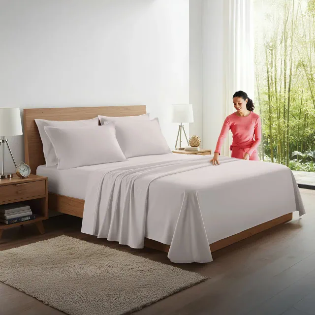100% Organic Bamboo Viscose Sheets Set, 300 Thread Count, 4-pc Set, Luxury Cooling Sheets, Deep Pockets, King Size