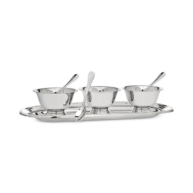Godinger Revere Serving Tray with 3 Bowls & Spoons