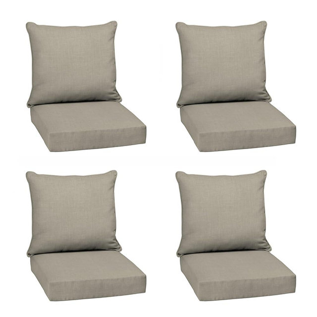Arden earthFIBER Outdoor Deep Seat Cushion Set (4-Pack), 24 in x 24 in, Weather-Proof, Rain-Proof, Fade Resistant Patio Cushion for Chair, Sofa, and Couch Sandbar Taupe Texture