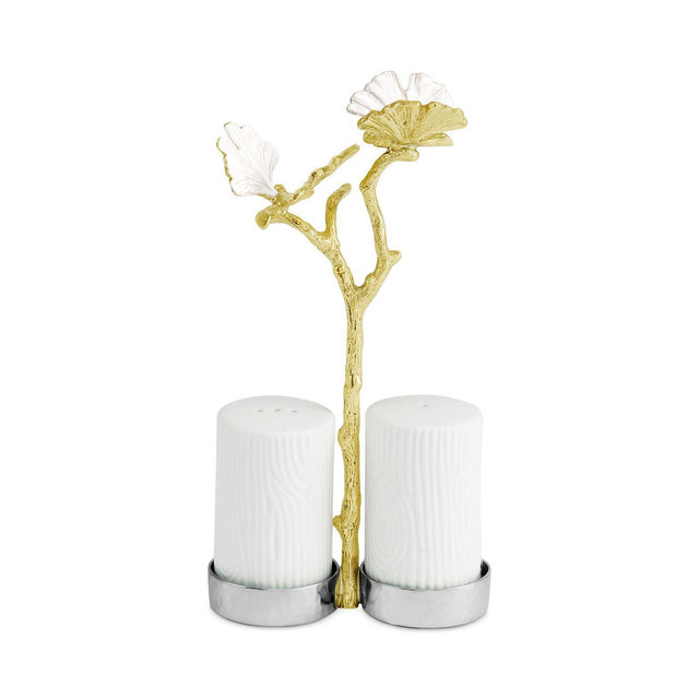 Michael Aram Butterfly Gingko Gold Tone Salt & Pepper Shaker Set