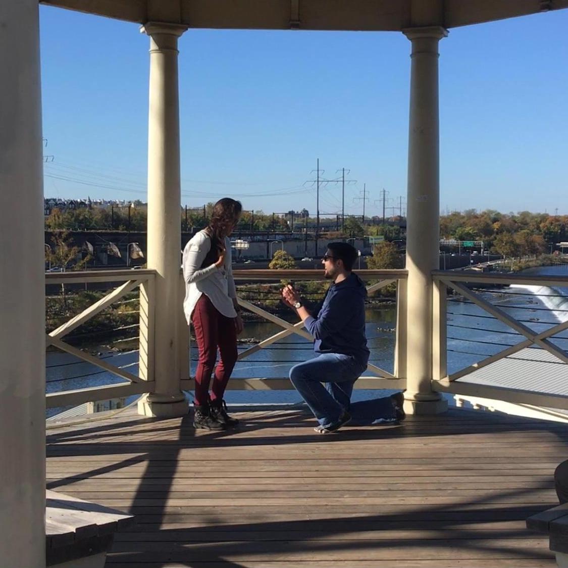 When Nick popped the question. 
Fairmount Park, Philadelphia. November 5, 2016