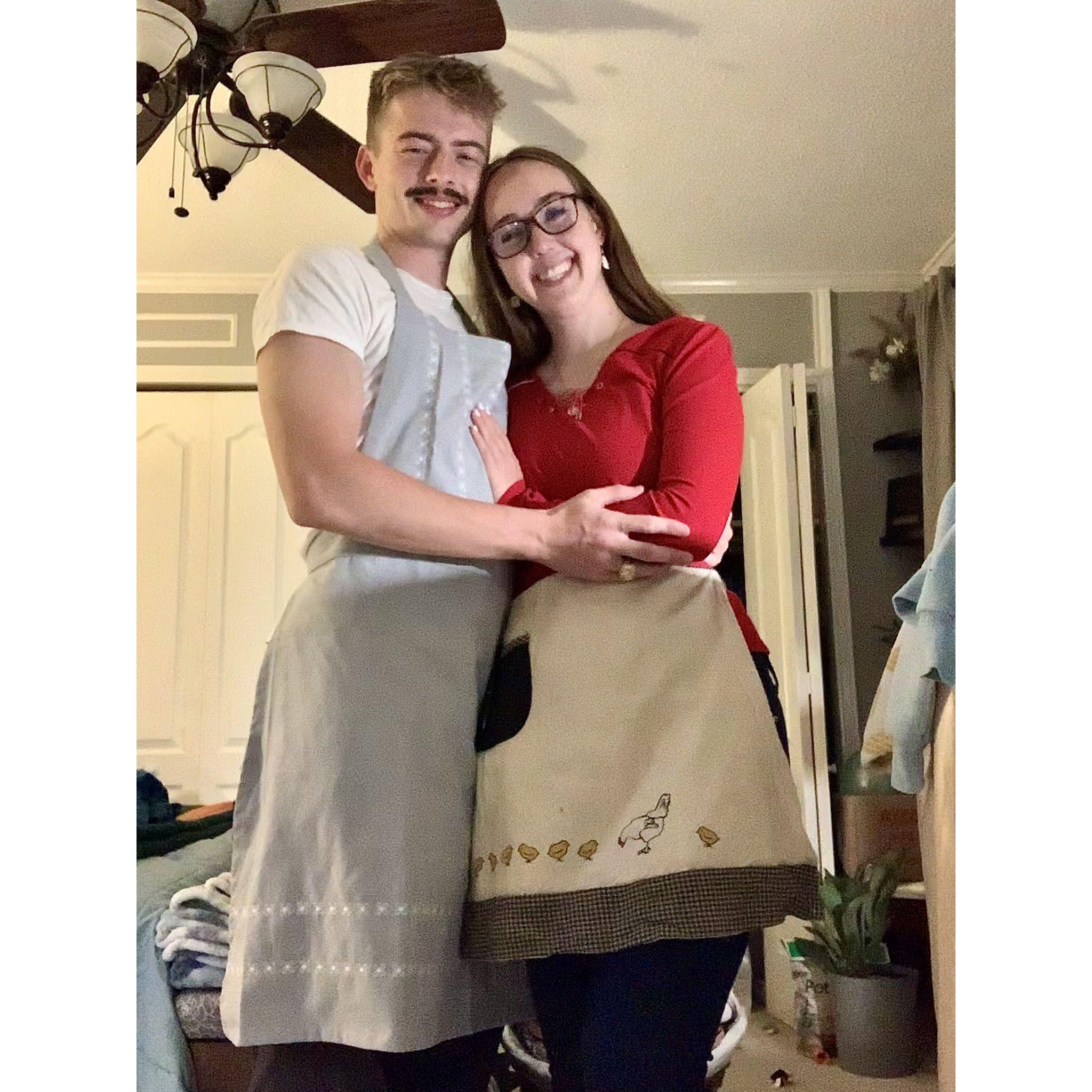 For Halloween we were Bob and Linda from Bob's Burgers.