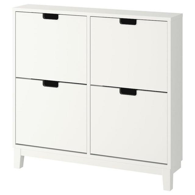 Shoe cabinet with 4 compartments, white,