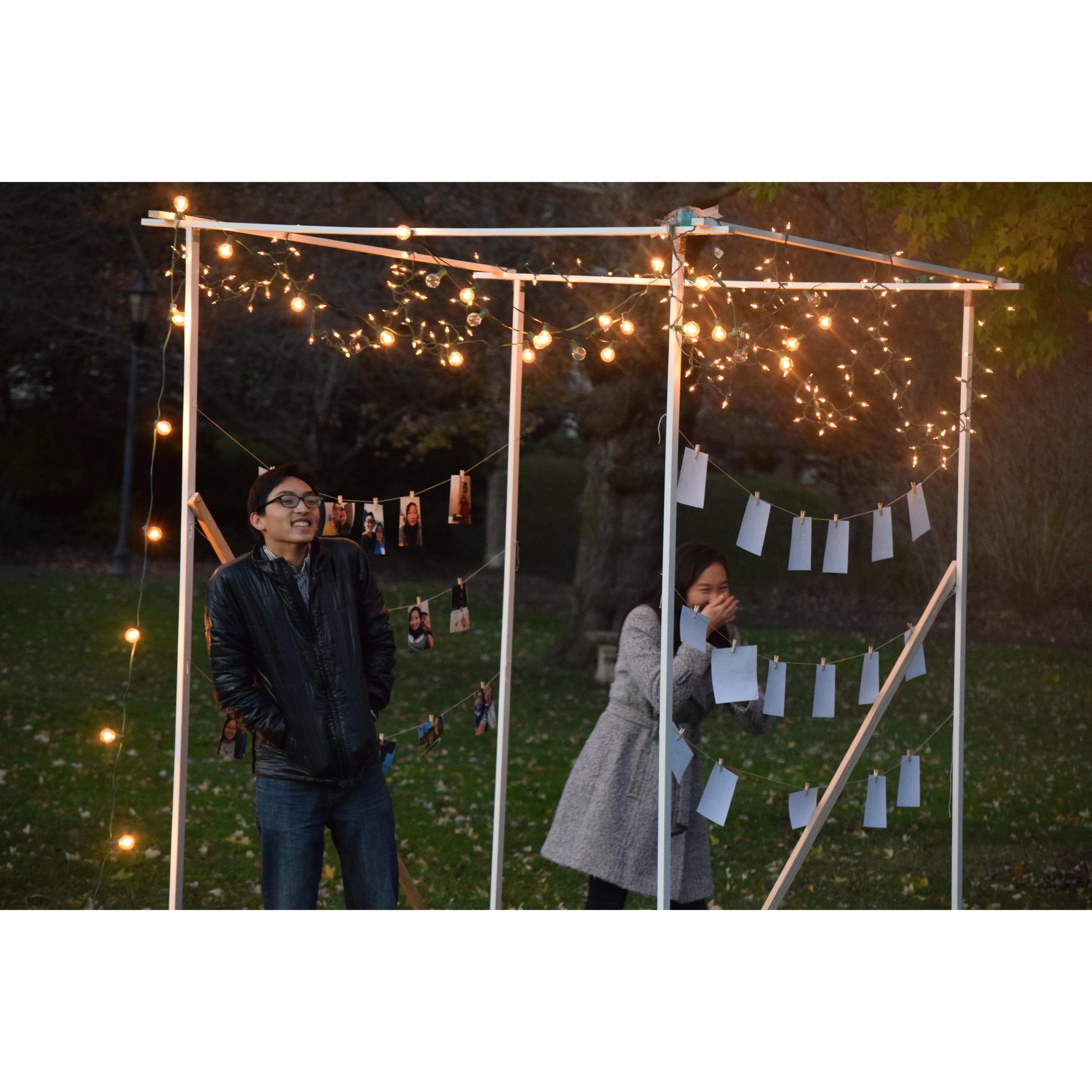 The Proposal 2017 
When I (Andrea) realized that our friends had been hiding in the bushes!
