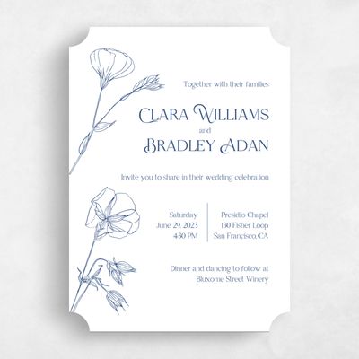 White Ticket Wedding Invitation - Flora Bloom