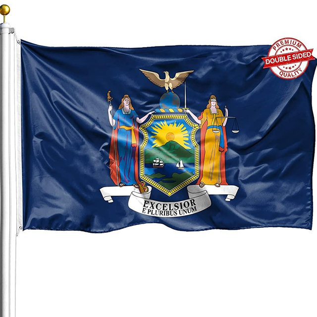 DFLIVE Double Sided New York State Flag 3x5ft Heavy Duty Polyester 3 Ply NY Flags Indoor and Outdoor Use