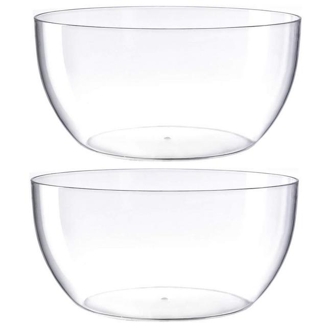 Large Salad Bowl, Circular Shaped In Premium Acrylic Break Resistant Clear, 146 Ounce 2 Count