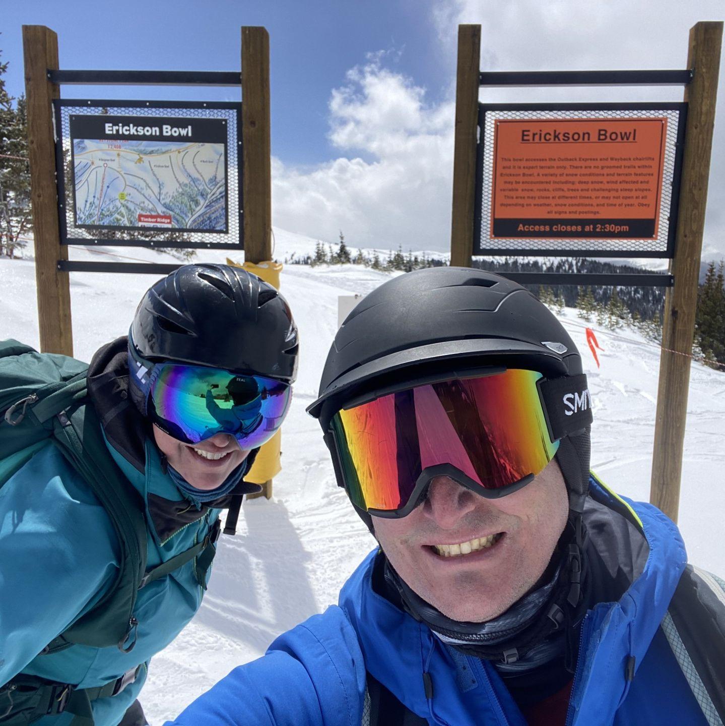 Showing Brian the 'fun' terrain at Keystone.