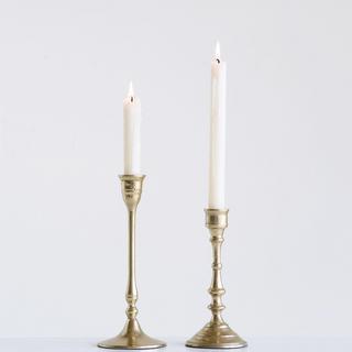 Decorative Gold Aluminum 2-Piece Taper Candle Holder Set