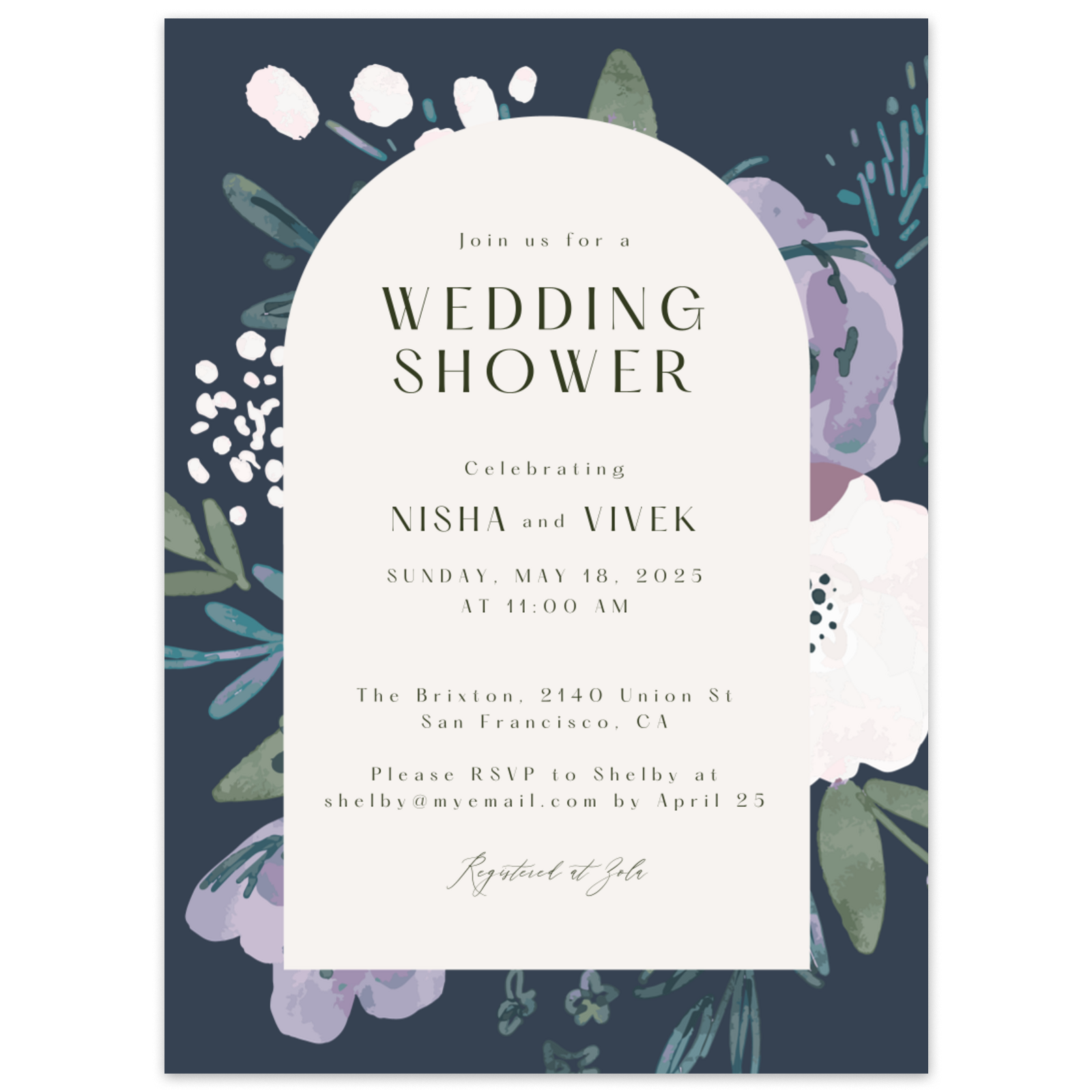 Shinya | Dark Blue | Zola Wedding \u0026 Bridal Shower Invitations, image size:1600x1600
