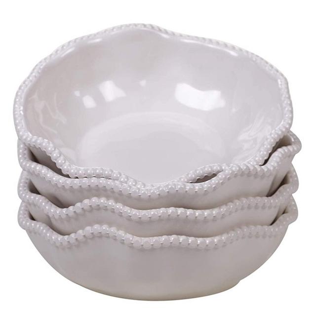 Certified International Cream Perlette Melamine All Purpose Bowls 7.5" x 2", Set of 4
