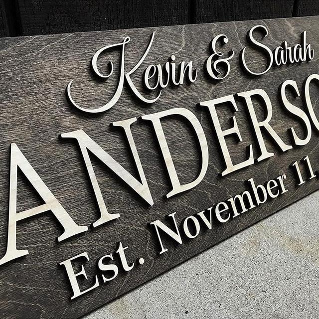 Personalized Family Name Sign | Last Name Established Sign | Custom Wedding Gift | 3D Wooden Sign | Custom Wood Sign | 5 Year Anniversary Gift | Rustic Home Decor | Wooden Wall Art