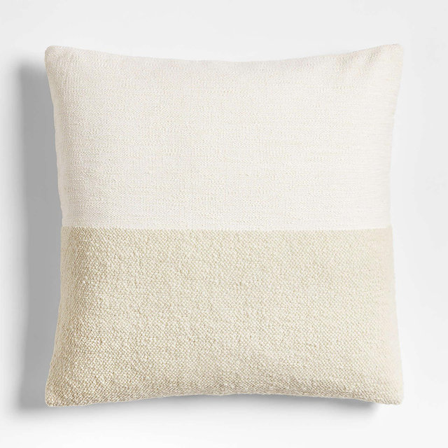 Biella Wool-Cotton Blend Textured 23"x23" Arctic Ivory Throw Pillow with Down-Alternative Insert