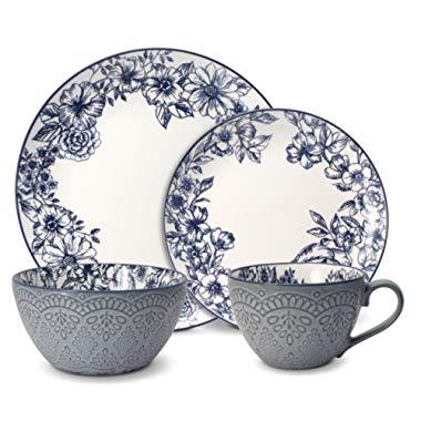 Pfaltzgraff 5216941 Gabriela Blue 16-Piece Dinnerware Set, Service for 4
