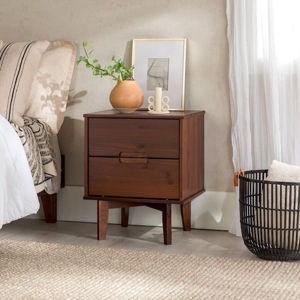 Set of 2 Wood Nightstands | Color: Walnut