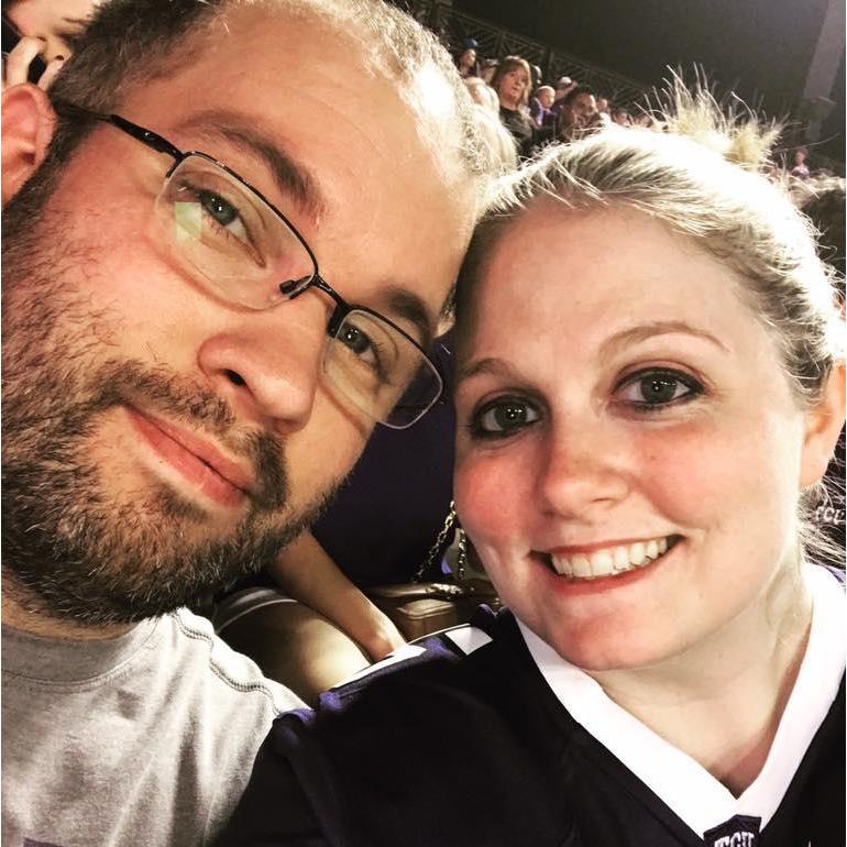 At the TCU game the night before Brian proposed!