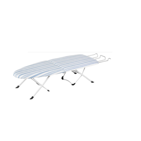 Foldable Tabletop Ironing Board with Iron Rest, Blue Stripe