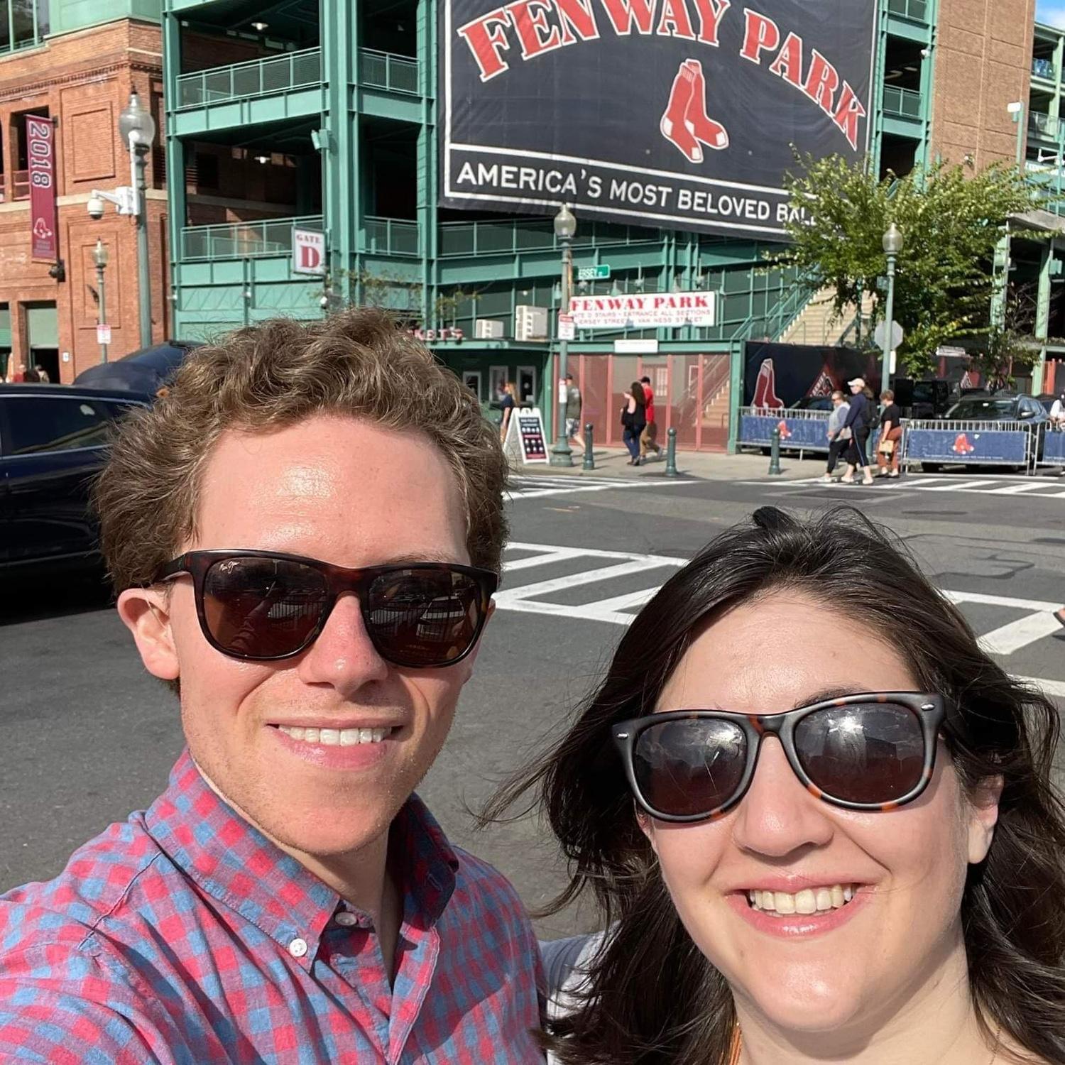 While Kevin and Amy didn't make it inside, the energy was fun outside of Fenway Park.