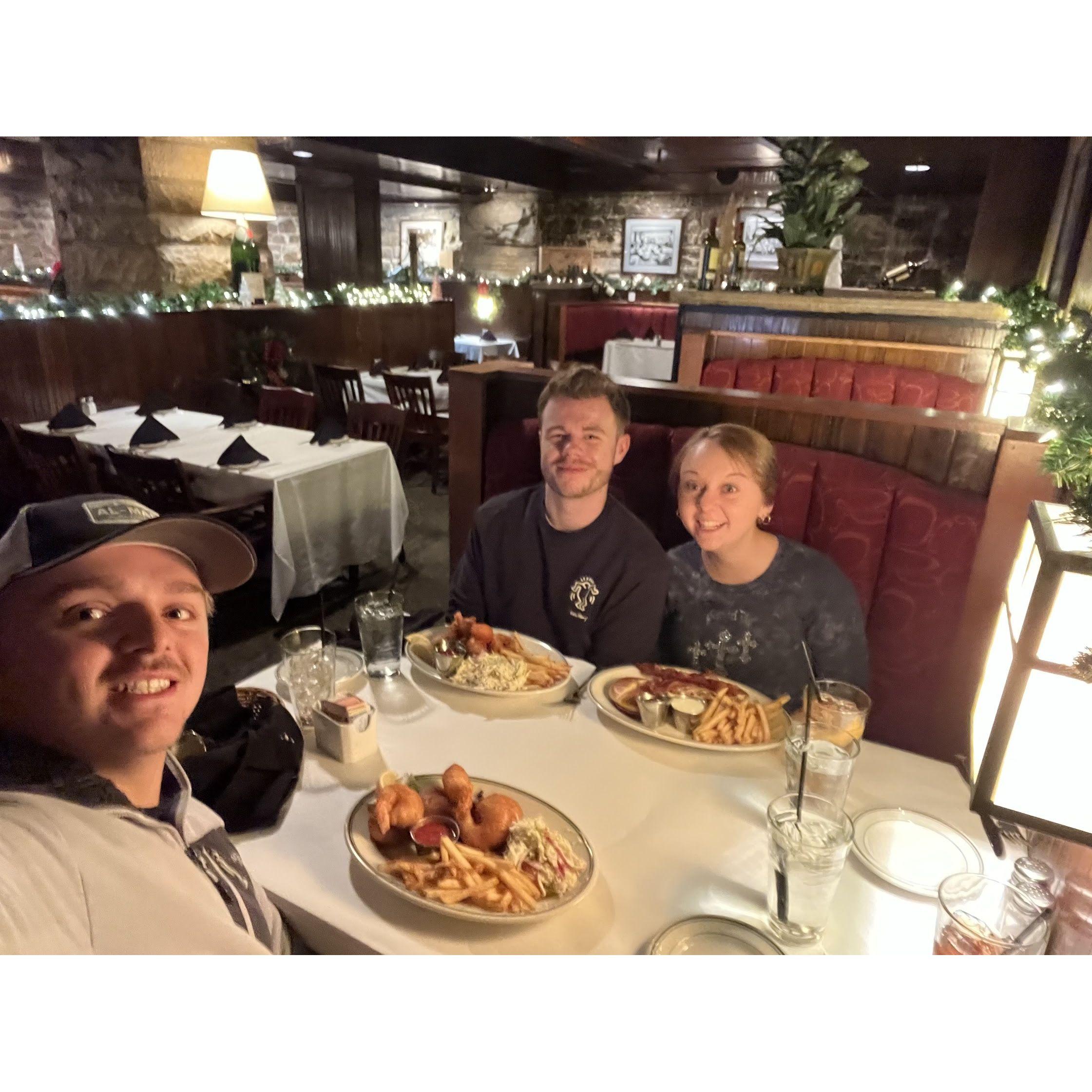 Chophouse lunch with Bryant to visit Amanda's favorite past coworker, Paul—great food and even better company! 🍽️😊