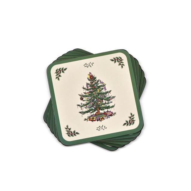 Pimpernel Christmas Tree Collection Coasters - Set of 6 - 4.25" Square