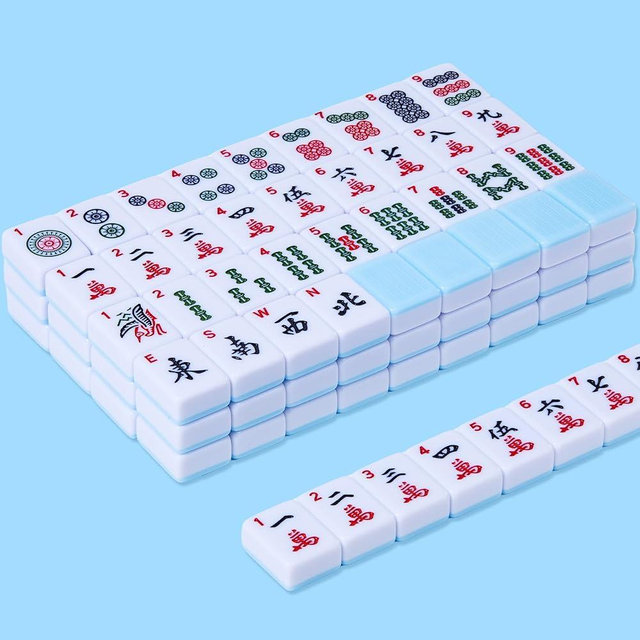 Aomercare American Mahjong Tile Set Cute 166 Blue Mahjong Tiles 1.2-inch Travel Mahjong Game Set