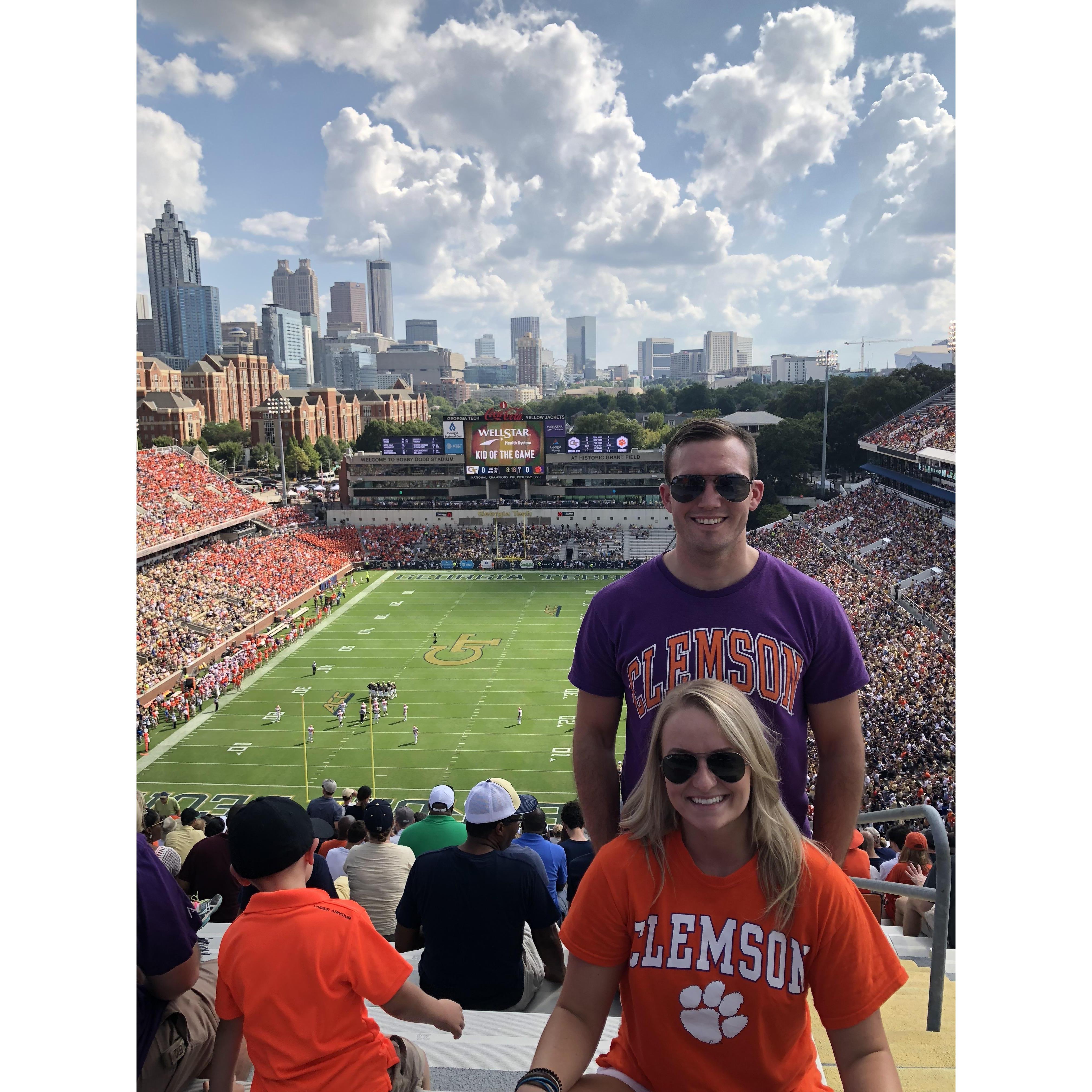 This was at our first football game together. We may not agree on teams but we can agree BEAT TECH!!