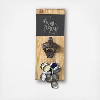 My State Slate & Acacia Wall Mount Bottle Opener