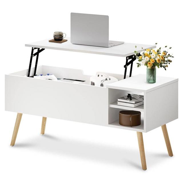Koifuxii Coffee Table with Lift Top and Storage - White Lift Top Coffee Tables for Living Room, Small Spaces - Lift up Coffee Table Wood