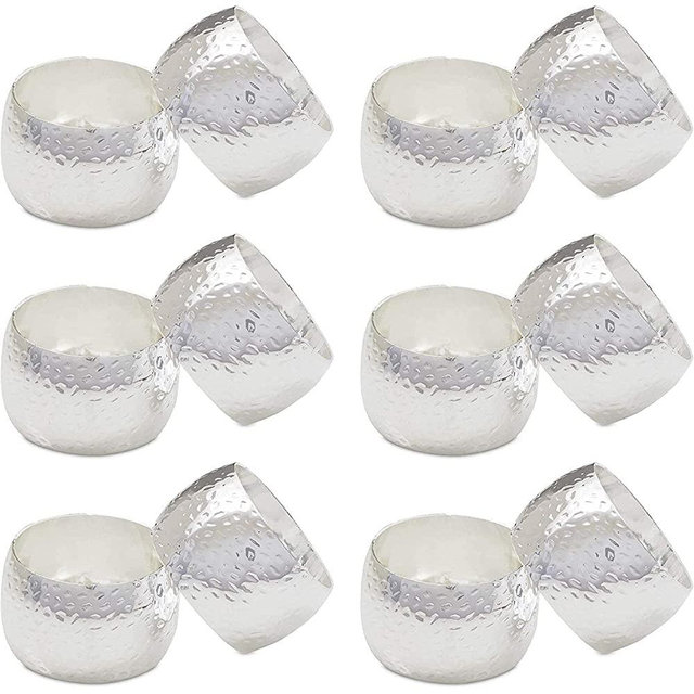 Farmlyn Creek Silver Napkin Rings Set for Wedding Decorations, Christmas (1.8 in, 12 Pack)