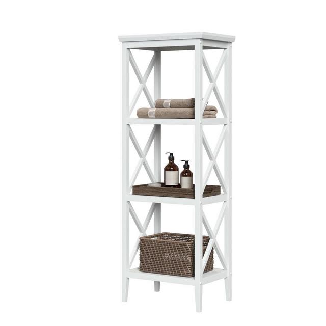 4 Shelf Cross Frame Etagere Tower White