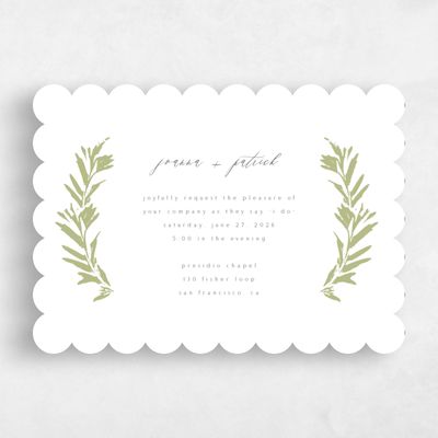 Green Scalloped Wedding Invitation - Callahan Landscape