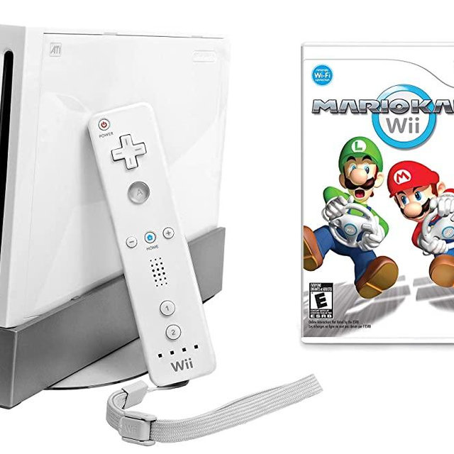 Wii Console with Mario Kart Wii Bundle - White (Renewed)
