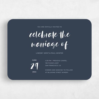 Blue Rounded Wedding Invitation - Lyons Landscape